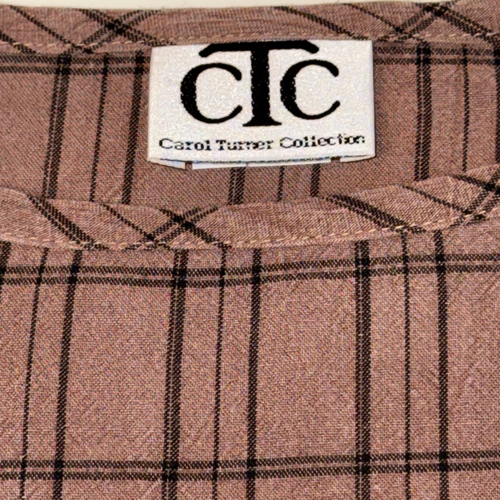 Carol Turner Collection CTC Dolman Top Oversized Boxy Brown/Black Plaid Size XL - Picture 4 of 11